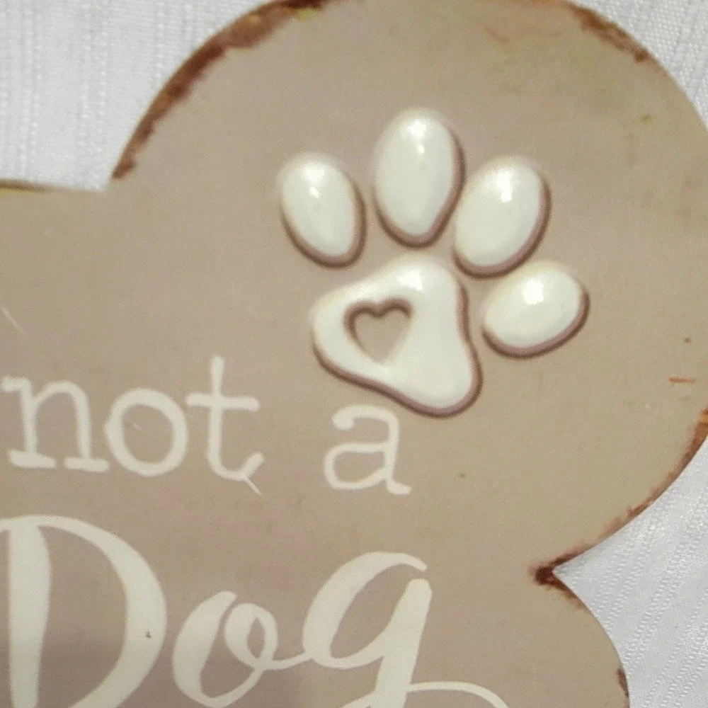 Rustic Metal Dog Bone Wall Sign A House is not a Home without a Dog Taupe 13.5in